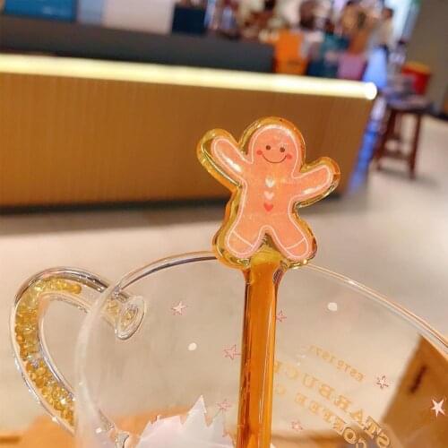 Reusable Coffee Stirring Stick Gingerbread Man Coffee Muddler Christmas Style Tea Drink Stirrers Swizzle Stick Stirring Bar Rod