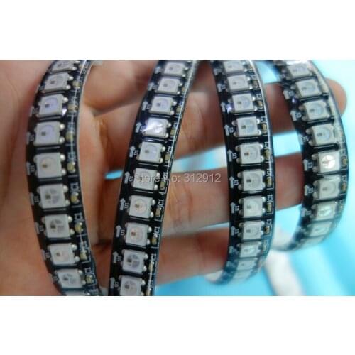 1M DC5V IP65 WS2812B 144LEDs/m addressable pixel strip;black pcb,waterproof by silicon coating;RGB full clor