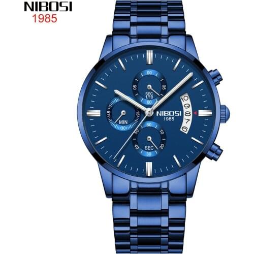 NIBOSI Mens Watches Top Brand Luxury Men Blue Watch Military Sport Wristwatch Quartz Watch erkek saat Relogio Masculino 2020