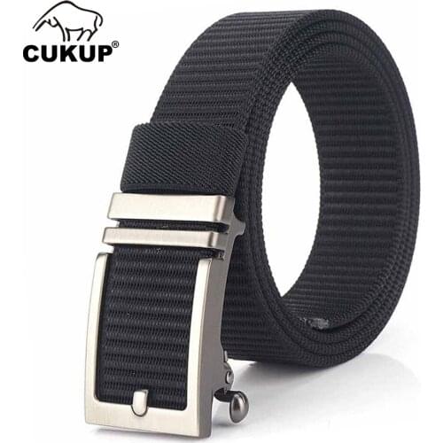 CUKUP 2020 New Arrival Geometric Smooth Buckles Metal Male Good Quality Nylon Belt Jeans Accessories for Men 3.4cm Width CBCK179