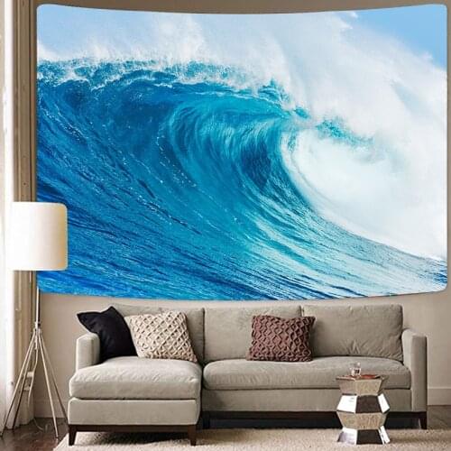 Cheap Waves Large Tapestry Sea View Sky Wall Hanging Hippie The Sea Tapestries Mandala Rug Psychedelic Tapestry Boho Home Decor