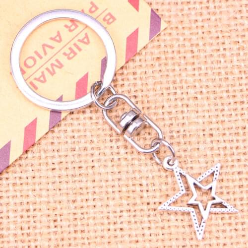 New Fashion Keychain 23x20mm star pentagram Pendants DIY Men Jewelry Car Key Chain Ring Holder Souvenir For Gift