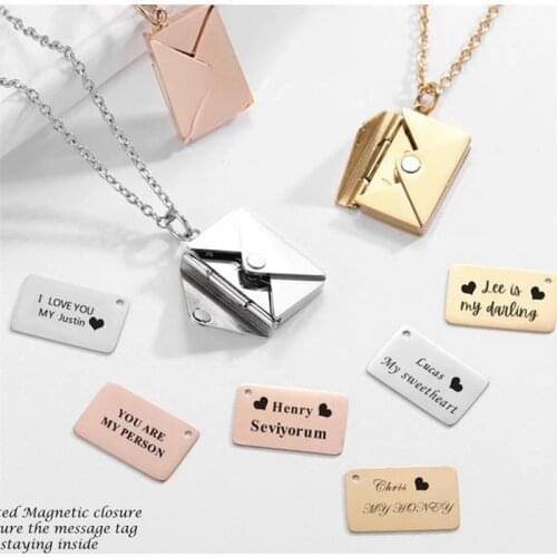 Custom Romantic Love Envelope Pendant Necklace For Women Wedding Valentines Day Gift