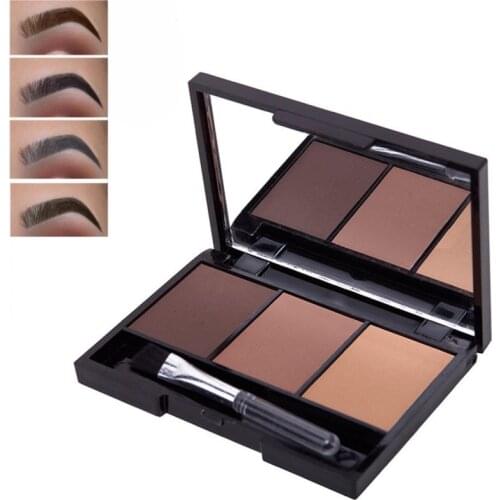 3 Colors Eyebrow Powder Palette Waterproof Shade For Eyebrows Enhancer Cosmetic Brush Mirror Box Makeup Tools Set
