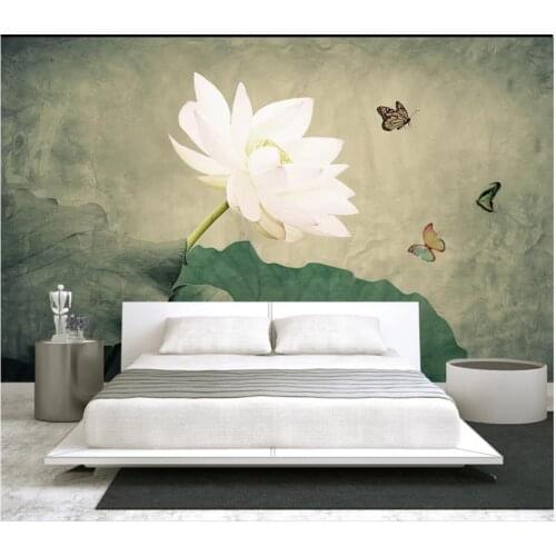 Custom photo wallpapers for walls 3 d murals New Chinese retro, lotus lotus leaf living room sofa background wall painting