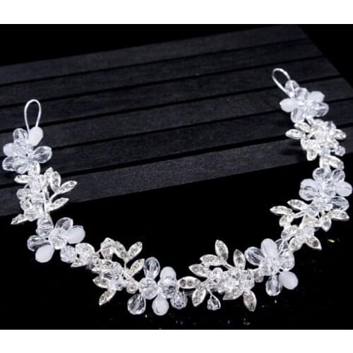 Luxury Clear Crystal Bridal Hair Vine Pearls Wedding Prom Party Hair Jewelry Accessories Headpiece Women Crowns Pageant