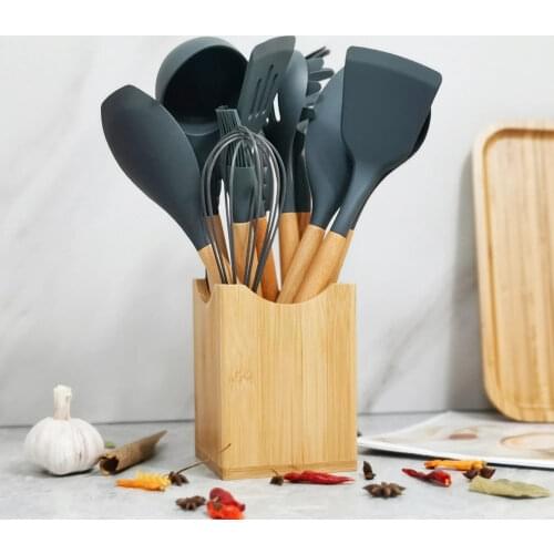 11/12Pcs Kitchen Set Silicone Cooking Utensil Set Nonstick Spatula Kitchenware Wooden Handle with Box Kitchen Accessorie Tools