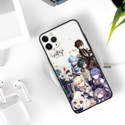 Genshin impact aesthetic fanart silicone for iPhone Se 6 6s 7 8 Plus X XR XS 11 12 Mini Pro Max glass TPU phone case cover shell