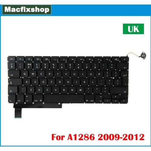 Laptop English UK A1286 Keyboard Replacement 2009 2010 2011 2012 Year For Macbook Pro 15.4 inch A1286 UK Keyboard Big Enter