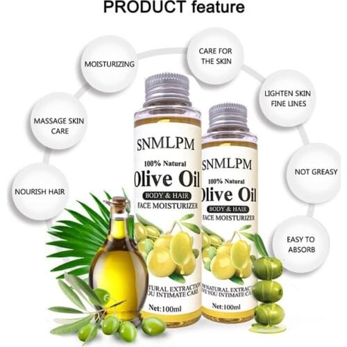 SNMLPM 100ml Extra Virgin Organic Olive Oil - Cold Pressed Unrefined - Use For Face, Baby Skin, Hair, Dry Scalp, Massage