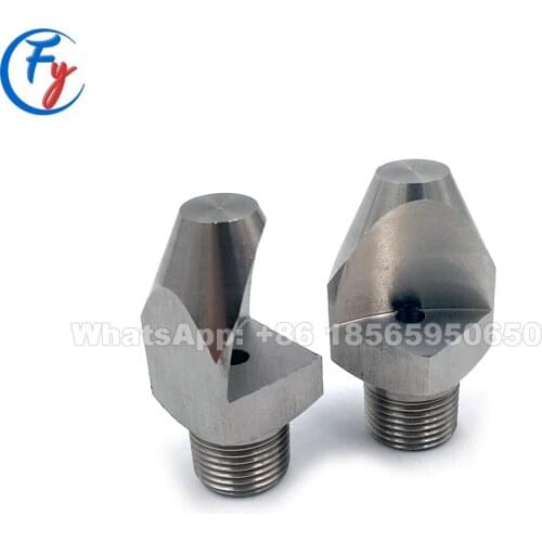 Deflected narrow angle flat fan nozzle, high pressure flushing nozzle, high impact water flat fan spray nozzle