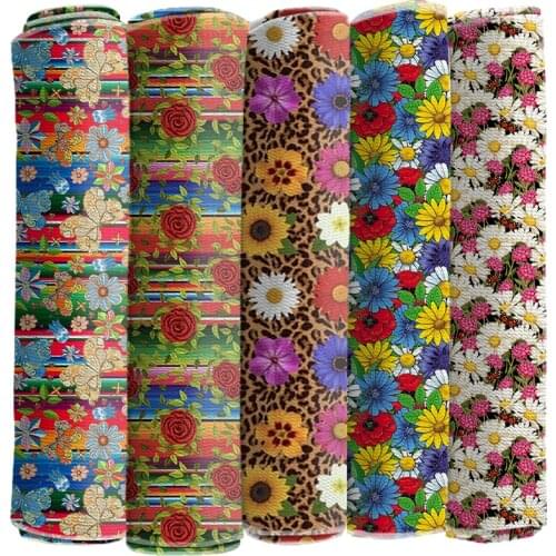 Printed Bubble Cloth Beautiful Flower Fabric 50*150cm for DIY Hair Bow Bag Material Hademade