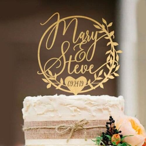 Rustic Wedding Cake Topper, Bride and Groom Wedding Cake Topper, Personalized Wedding Cake Topper, Custom Cake Topper