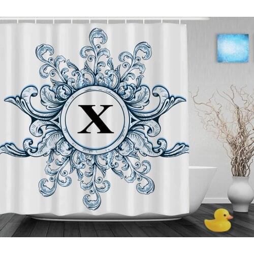 Vintage Blue Flourish Home Decor Shower Curtain Custom Monogram Bathroom Shower Curtains Polyester Fabric With Hooks