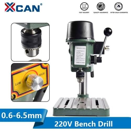 XCAN Mini Bench Drill 220V Variable Speed Drilling Machine Drill Chuck Range 0.6-6.5mm Power Tools Electric Drill