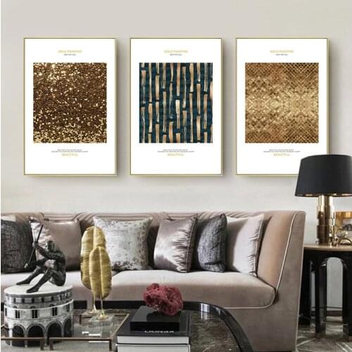 Golden Geometric Wall Art Canvas Abstract Painting Modern Home Decor Nordic Posters and Prints Decoration Picture Living Room
