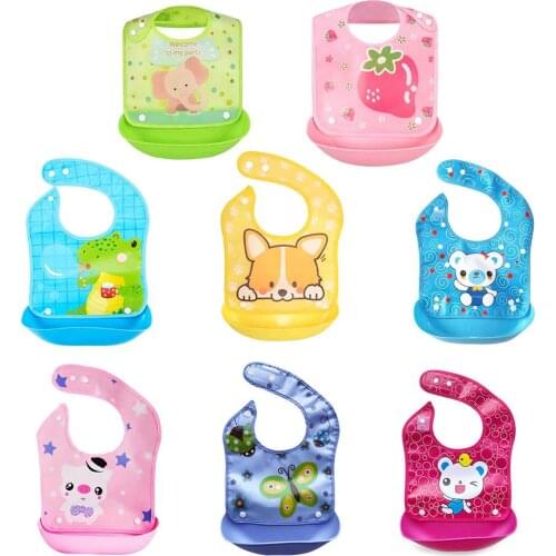 1Pcs Adjustable Animal Print EVA Baby Kid Waterproof Wash bib Saliva Towel With Pocket Wipe Clean Saliva Feeding Apron BPA free