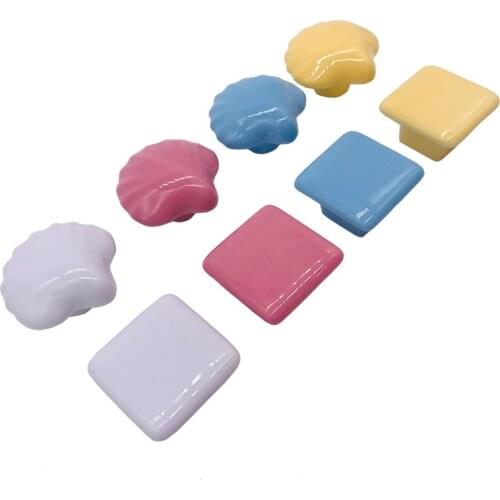 1pc Shell Shape Ceramic knobs for kids furniture Cabinet Lockers Closet Drawer Handles Pulls Cupboard Dresser Knob Handles