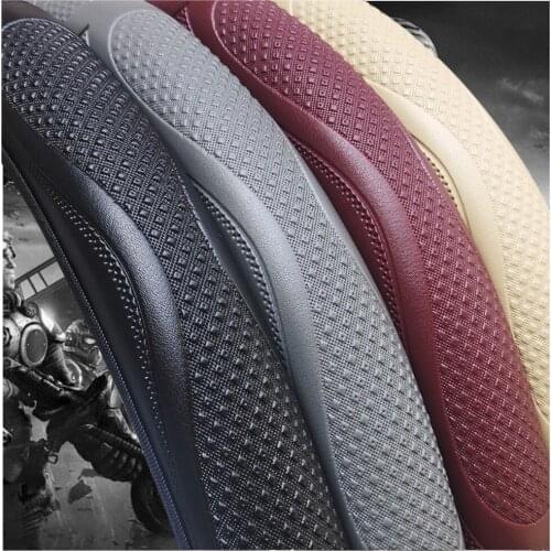 1pc Car Steering Wheel Cover Pvc Embossed Leather For 37-38cm Car Steering Wheel Cover Wear-resistant Anti-slip Car Accessories