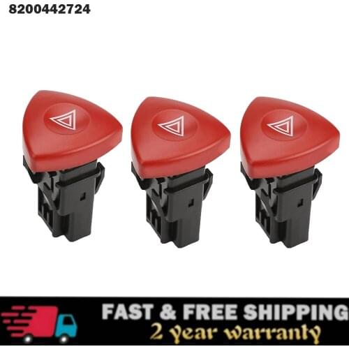3Pcs 8200442724 Car Emergency Hazard Flasher Warning Light Switch For Renault Espace Laguna Master Trafic for Vauxhall Vivaro