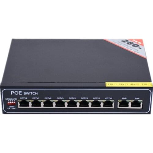 48 v 8 port gigabit unmanaged poe switch 8*100/1000 mbps POE poort; 2*100/1000 mbps UP Link poort; 1*100/1000 mbps SFP poort