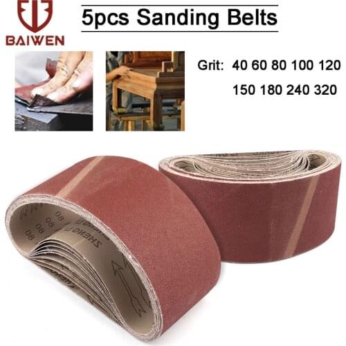 5pcs 610*100mm A/O Sanding Abrasive Belts 40-320 Grit Set For Wood Soft Metal Polishing Sander Grinding Edge Durability