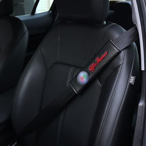 Car seat belt protector for Alfa Romeo 159 Giulietta 147 Mito 156 GT Giulia Stelvio carbon fiber leather