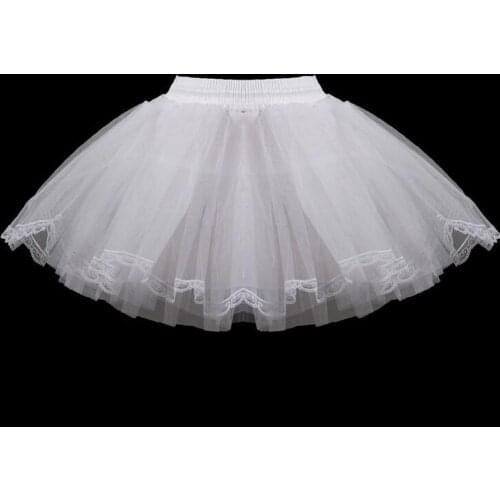 White Short Girls Wedding Petticoats Three Layers Lace Edge Tulle Boneless Petticoat Simple Mini Underskirts For Children