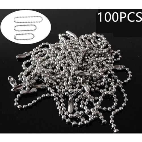 BINFUL 100PCS Bead chain 10CM metal bead chain tag chain trademark chain chain iron chain key chain DIY chain