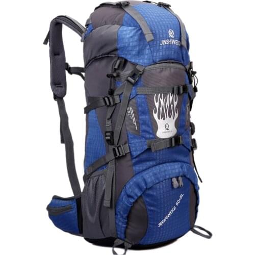 55L Large Backpack Outdoor Mountaineering Bag Men And Women Travel Large Bag 60L Waterproof Nylon Climbing Bag A4393