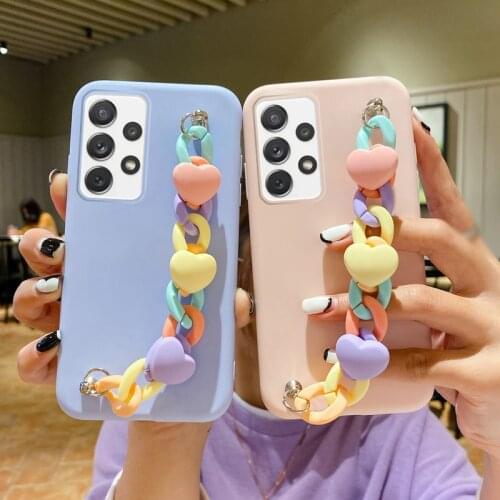 LOVECOM Love Heart Wrist Bracelet Phone Case For Samsung S21 S10 Plus S20 FE A32 A72 A52 A51 A71 Note 20 Ultra Soft Back Cover