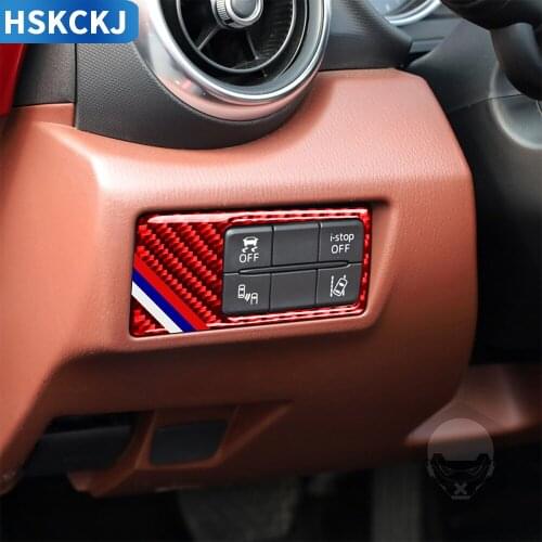 For Mazda MX-5 Miata MX5 Roadster ND 2016+ Carbon Fiber Stickers HeadLight Switch Frame Headlamp Button Interior Car Accessories