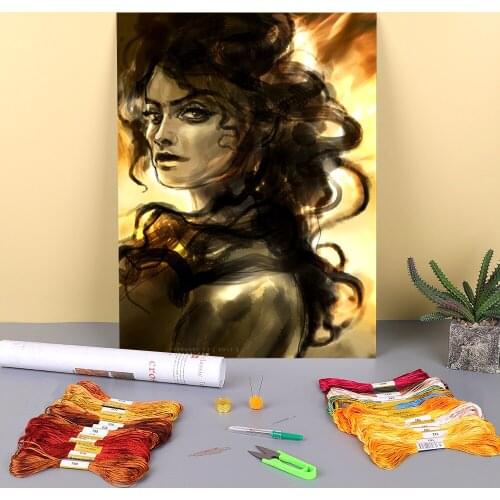 Doodles Printed 11CT Cross Stitch Embroidery Kit DMC Threads Hobby Handicraft Painting Sewing Stamped Sales Adults