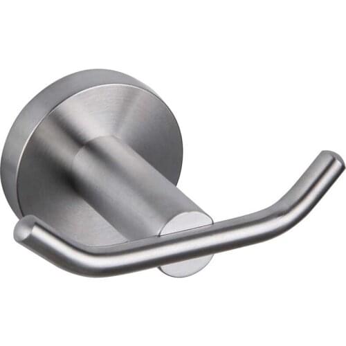 Bath Double Towel Hook SUS 304 Stainless Steel Coat/Robe Clothes Hook for Bath Kitchen Modern Hotel Style Wall Mounted Two Color