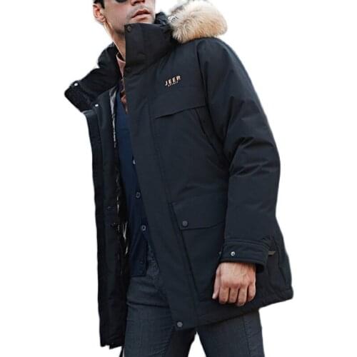 White duck down jacket mens winter thickening 2020 new large fur collar warm parker waterproof and windproof high quality