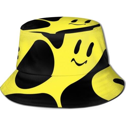 Summer Funny Smile Bucket Hat Men Women Reversible Bob Panama Fishing Cap Out Cold Sunscreen Fisherman Hats Hip Hop Cap