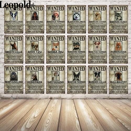 Metal Tin Plate Vintage Animal Dog Poster Pet Letter Card Board Home Bar Club Wall Decoration 20X30Cm