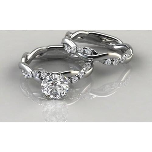 Fashion Infinity Endless Love Rings for Women Twisted Diamond Pair Ring Matching Dangle Earring