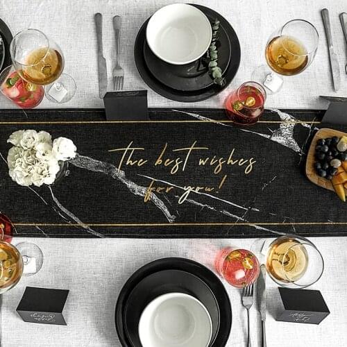 Fashion Home cotton table runner black flower Geometric pattern Table flag and Placemat table cover