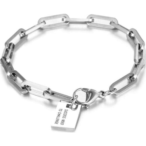 Stainless Steel Clip Chain Link Minimalism Hip Hop Men Bracelet Bangle Jewelry Gift For Him