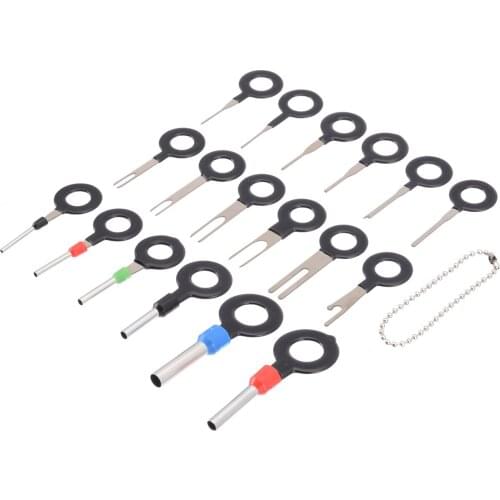 18pcs/set Iron Connector Removal Key Car Audio Repair Terminal Wiring Crimp Connector Pin Removal Key Tool Kit