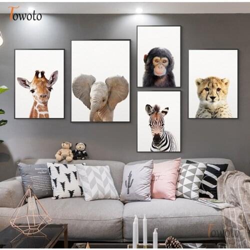 Safari Animal Print Wildlife Wall Art Zebra Giraffe Lion Canvas Painting Kids Poster Nursery Paintings In The Bedroom Wall Decor