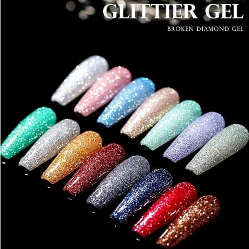 2021 New Shinning Disco Drilling Gel Explosion Diamond Nail Polish For Nail Art UV LED Lamp Varnishes Soak Off Nail Art Gel Nail