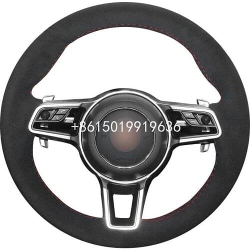 New DIY Sewing-on Black Suede Steering Wheel Cover Exact Fit For Porsche Macan Cayenne 2015 2016