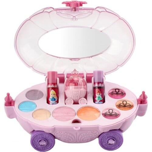 Novelty Washable Makeup Car with Mirror Cosmetic Set Palette Girls Play Toys