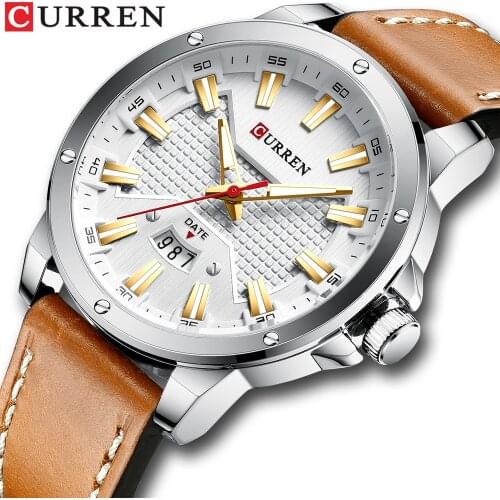 CURREN New Fashion Mens Watch Leather Luxury Brand Sports and Leisure Quartz Waterproof Watch