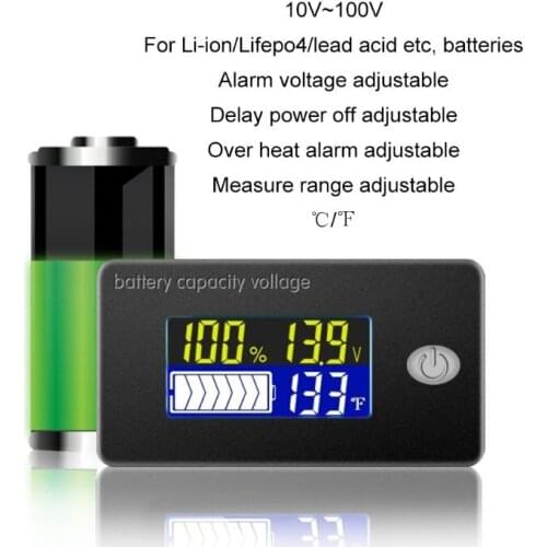 OOTDTY 10-100V Battery Capacity Indicator Voltmeter Universal Li-ion Lifepo4 Lead acid Dropshipping 63HF