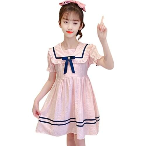 Dress For Girls Big Bow Girls Dresses Striped Dress For Kids Summer Girls School Clothing 6 8 10 12 14