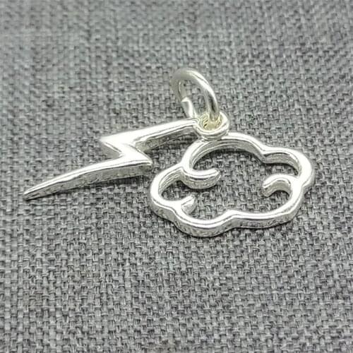 3 Pieces of 925 Sterling Silver Cloud & Lightning Bolt Charms for Necklace Bracelet Earring