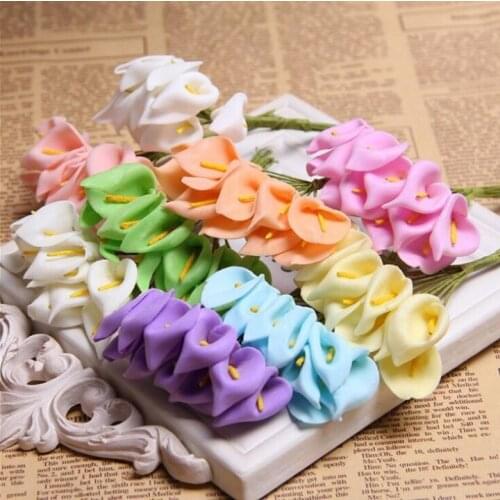 Festival supplies 1.5cm lily foam flower Calla Bouquet handmade for Gift Box Scrapbooking Craft Birthday Wedding Party DIY Wh